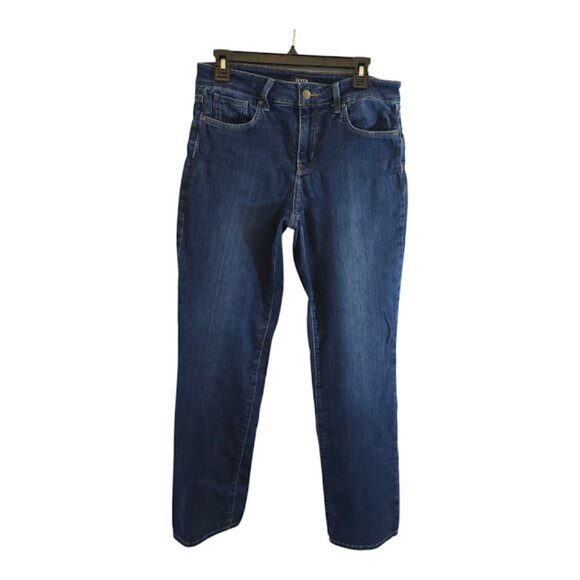 NYDJ MARILYN STRAIGHT 5 POCKET JEANS SIZE 8 SOFT STRETCH 70% COTTON - Picture 1 of 9